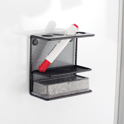 Safco Marker Holder w/Shelf, Steel, 5-1/2"x2-1/4"x5-1/4", Black
