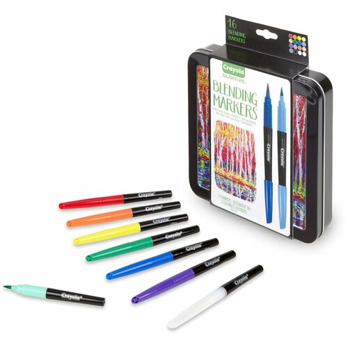 Crayola Markers w/Storage Tin, 7 Colors, 16/ST, AST