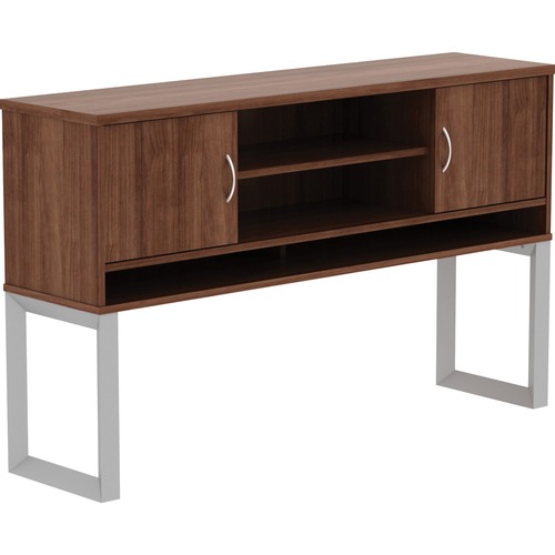 Lorell Hutch, 2-piece Frame, 59"x15"x36", Walnut