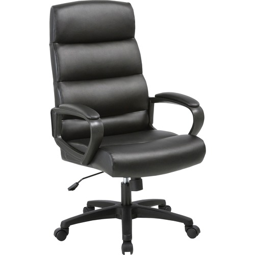Lorell High-Back, Leather, 25"Wx26-1/2"Lx46-1/2"H, Black