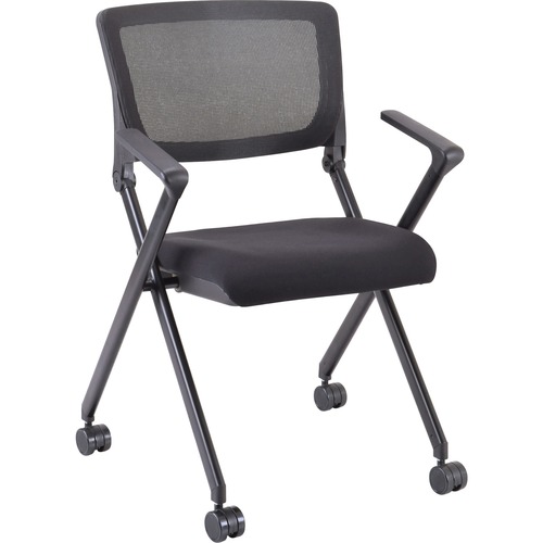Lorell Nesting Chairs w/Arms, 24-3/8"x22-7/8"x35-3/8", 2/CT, BK