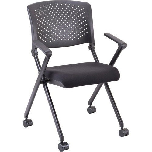 Lorell Nesting Chairs w/Arms, 24-3/8"x22-7/8"x35-3/8", 2/CT, BK
