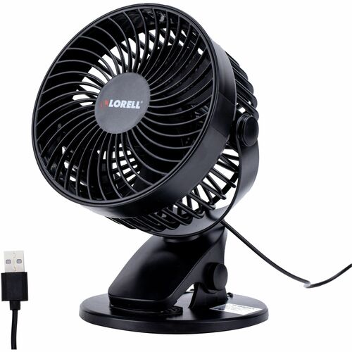 Lorell Fan, USB, 5-4/5"Wx4-4/5"Lx7-7/10"H, Black