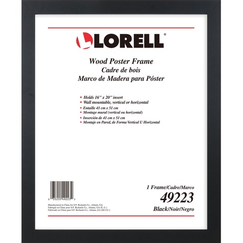Lorell Frame f/Posters,Vertical/Horizontal,Wood,16"x20",Black
