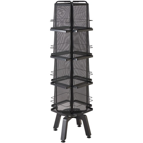 Safco Magazine Stand, Mesh, 16 Pockets, 18"x18"x58", Black