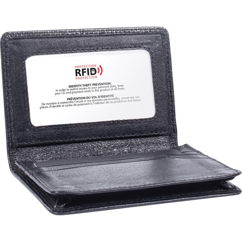 The Bugattie Group/Swiss Mobility Business Card Case, RFID Protection, 3"Wx4"Lx3/4"H, Black