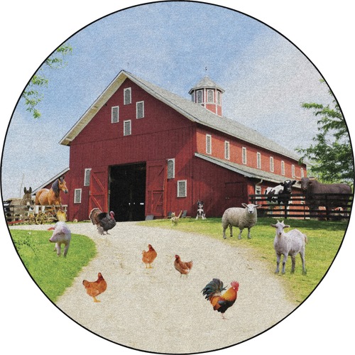 Flagship Carpets, Inc. Rug, Barn Animals, 72"Wx72"Lx1/2"H, Multi