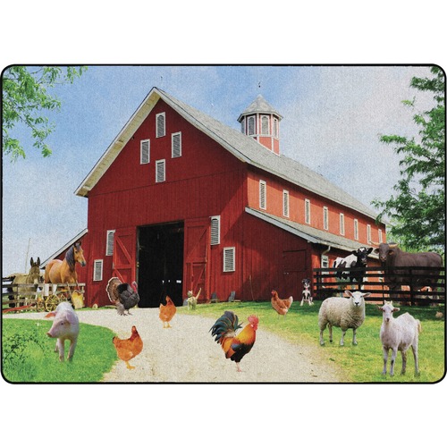 Flagship Carpets, Inc. Rug, Barn Animals, 72"Wx100"Lx1/2"H, Multi