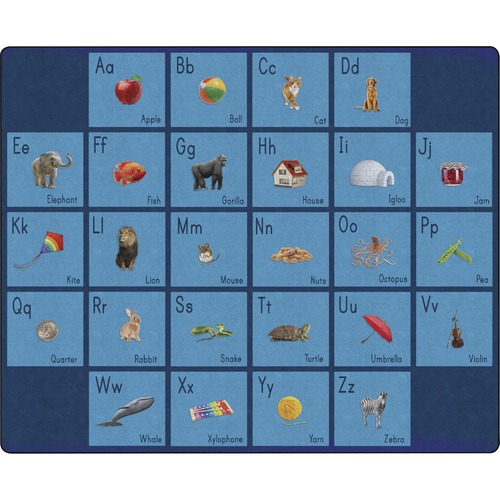 Flagship Carpets, Inc. Rug, See My Alphabet, 126"Wx158"Lx1/2"H, Blue