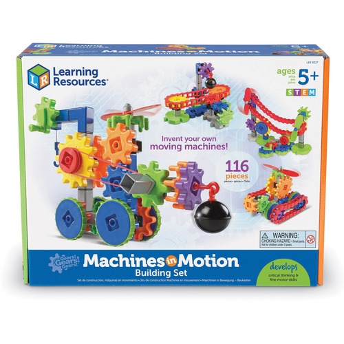 Learning Resources Building Set, Machines in Motion, 11"Wx14-1/2"Lx4"H, Multi