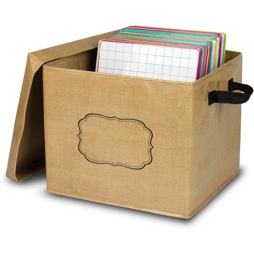 Teacher Created Resources Storage Box w/Erasable Label, Burlap, 12"x13"x10-1/2", BN