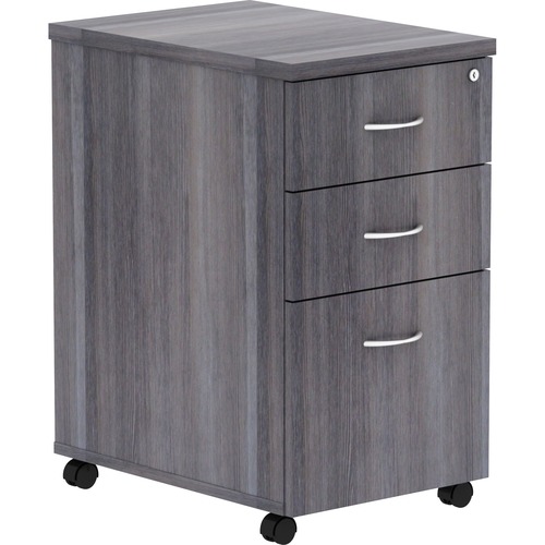 Lorell Pedestal, Mobile, B/B/F, 16"x22"x28-1/4", Weathered Charcoal