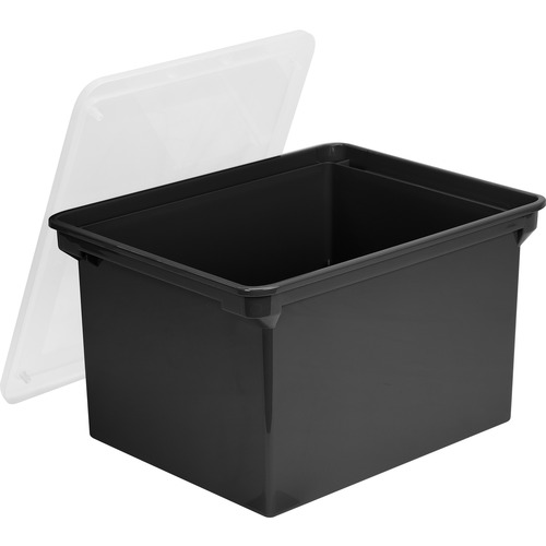 Storex Industries Corporation File Tote, Plastic, Letter/Legal, 10-1/2"x14"x18-1/3", Black