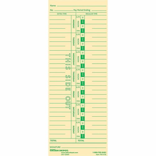 Office Depot Time Card 3 3 8 X 8 7 8 Sheet Size Manila Sheet