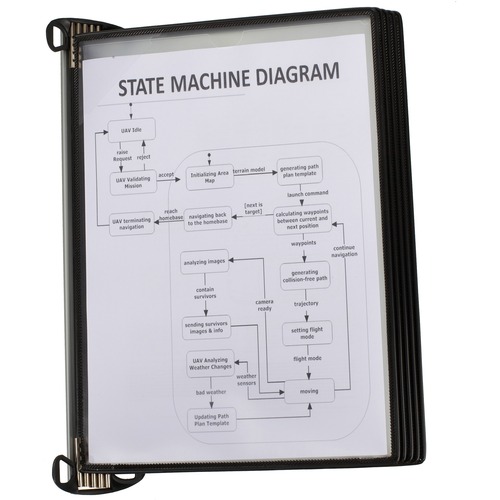 Tarifold, Inc. Document Display, 5-Pocket, Wall-Mount, Black