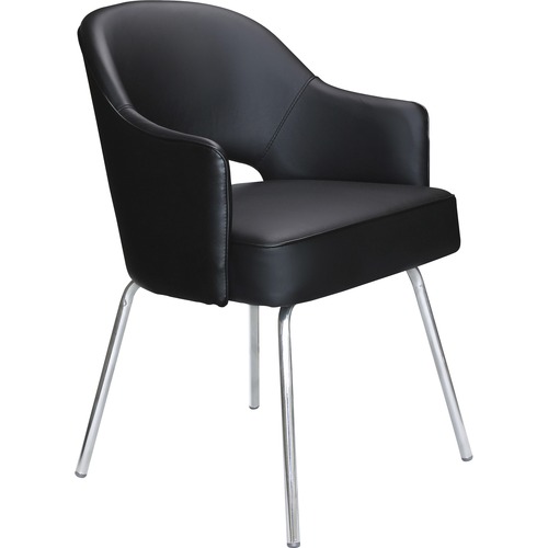 Boss Office Products Guest Chair,Vinyl,Fixed Arms,Tubular,22-1/2"x24-1/2"x32",BK
