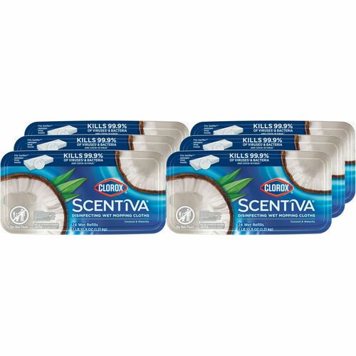 Clorox Company Wet Mopping Cloths, Pacific Breeze, 24/Bin, 6/CT, WE