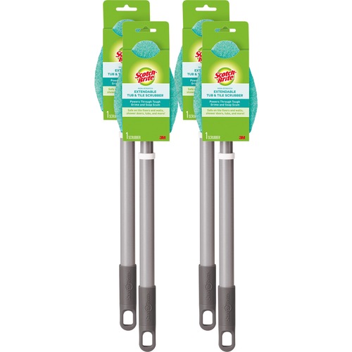 3M Bath Scrubber, Nonscratch, w/2' Hvy-dty Handle, 4/CT, BE/SR