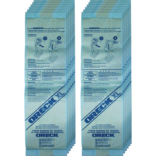 Oreck Commercial Filtration Bags,f/XLUprights,SingleWall,25/PK,12PK/CT,BE