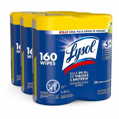 Reckitt Benckiser Wipes,Disinfecting,Lemon Lime,80 Sht/Can,6 Can/PK,WE