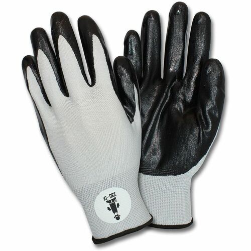 The Safety Zone Gloves, Nitrile-Coated, 2X-Large, 12 PR/DZ, Gray/White