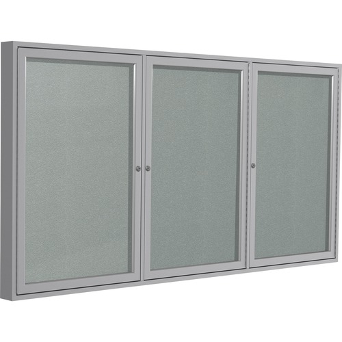 Ghent Bulletin Board,Enclosed,3 Door,WeatherRes,Vinyl,96"x48",SR