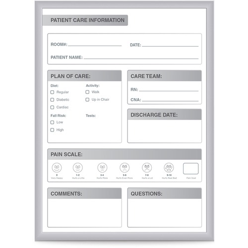 Ghent Dry Erase Board,f/PatientInfo,Magnetic,24"x18",WE