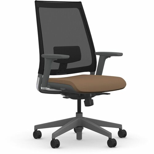 9to5 Seating Chair,w/Arms,Synchro,Mesh/Foam,27"x27"x45-1/2",DVGY/Latte