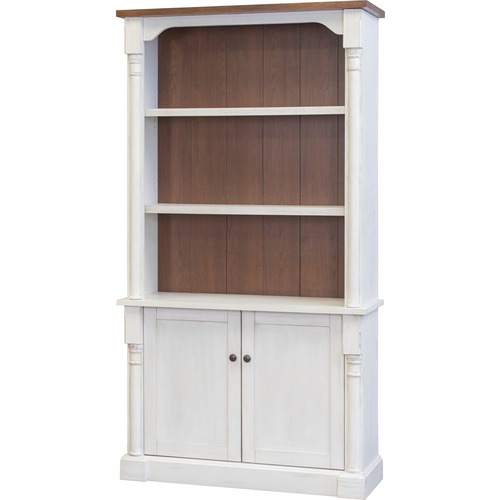 Martin Furniture Bookcase,LowerDoors,3 Adj Shelves,42"x16"x78",WeatherChalk