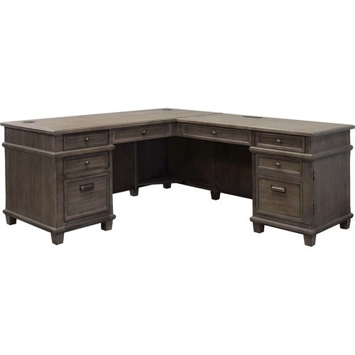 Martin Furniture Desk,L-Shape,w/Pedestals,48"x24"x30",WeatheredDove