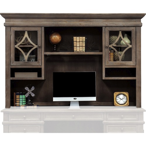 Martin Furniture Hutch,3 Shelves,Lighting,70"x15"x46",WeatheredDove