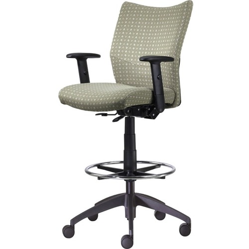 9to5 Seating Stool,No Arms,w/Footring,Polyester,25"x26"x61-1/2",Dove