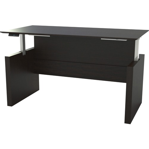 Safco Desk,Straight,Height-Adj,72"x36"x29-1/2"-47-1/4",Mocha