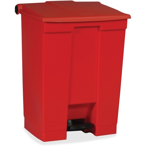 Rubbermaid Commercial Products Step-On Wastebasket, 18Gal, 19-3/4"x16-1/8"x26-1/2", Red