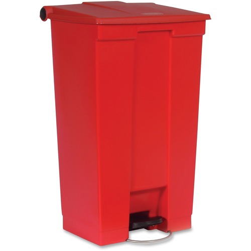 Rubbermaid Commercial Products Step-On Wastebasket, 23Gal, 19-3/4"x16-1/8"x32-1/2", Red