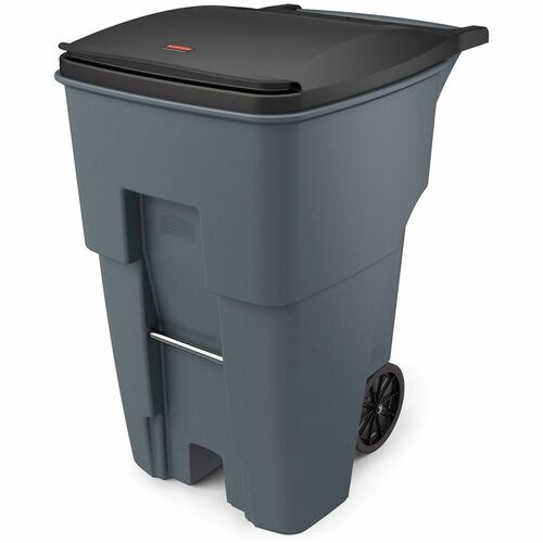 Rubbermaid Commercial Products Brute Container w/Lid,Mobile,95 Gal,37-1/5"x28-3/5"x46",GY