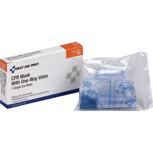 First Aid Only, Inc CPR Mask, 1-Way Valve, 3/5"Wx4"Lx2-1/10"H, White