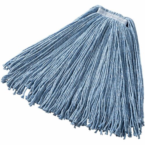 Rubbermaid Commercial Products Wet Mop, 4-ply Blend, 1" Headband, Large, 24oz, 12/CT, Blue