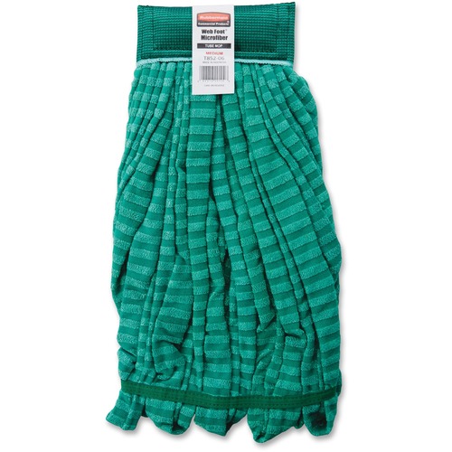 Rubbermaid Commercial Products Wet Mop, Microfiber Tube, 5" Headband, 20oz, 6/CT, Green