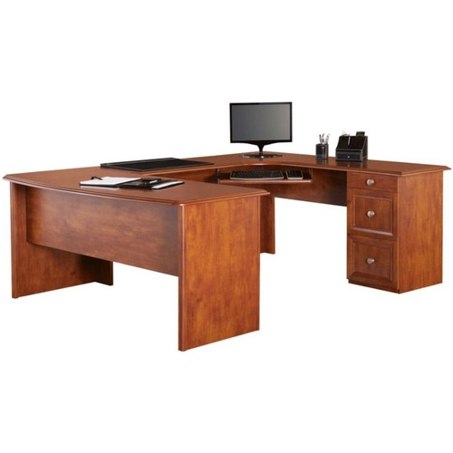 Realspace Broadstreet 65 W U Shaped Executive Desk Maple Zerbee