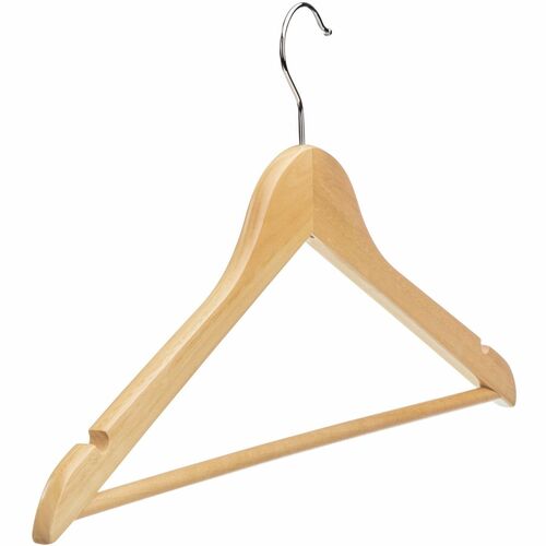 Lorell Garment Hanger,Wood,17-1/2"x1/2"x9-1/4",30/CT,NL