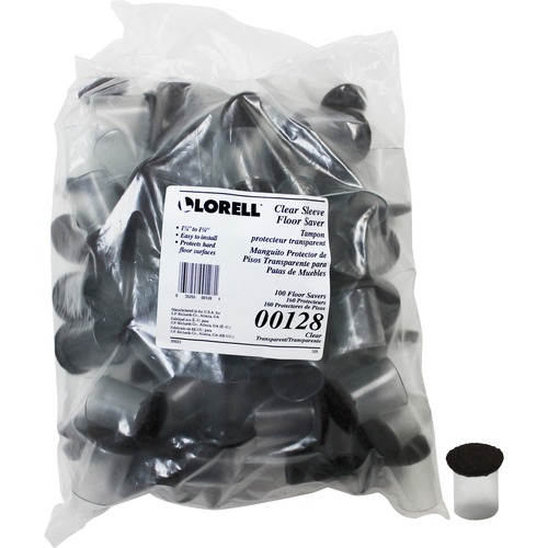 Lorell Floor Protector,1-1/8"FlxSlve,1-3/8"BseDia,1-7/8"H,100/BG,CL