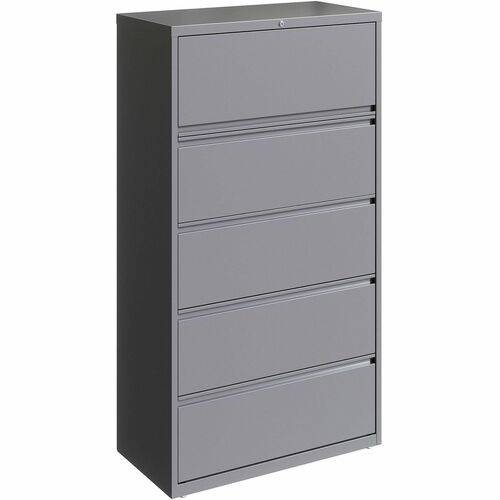 Lorell Lateral File, 5-Drawer, 36"x18-5/8"x67-5/8", Silver