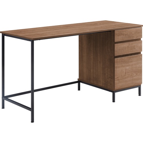 Lorell Desk, 3 Drawers, Steel Legs, 55"x23-5/8"x30", Walnut