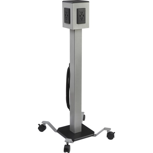 Lorell Power Tower, 8 USB, Mobile, 15-3/4"x15-3/4"x43-1/4", Gray