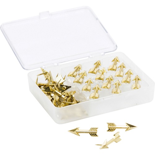 U Brands Pushpins, Arrow, 3/8" Shank, 36/PK, Gold