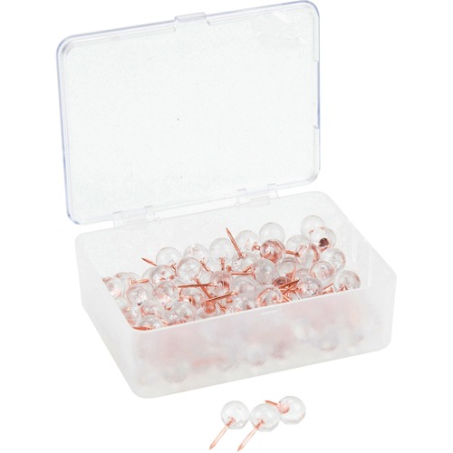 U Brands Pushpins, Sphere, 7/16" Shank, 100/PK, Rose Gold