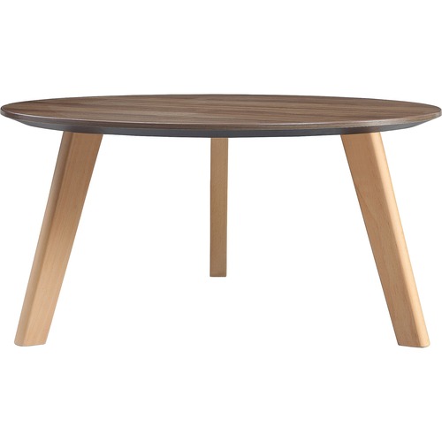 Lorell Coffee Table, Knife Edge, 3-Leg, 32"Dia x 15-3/4", Walnut