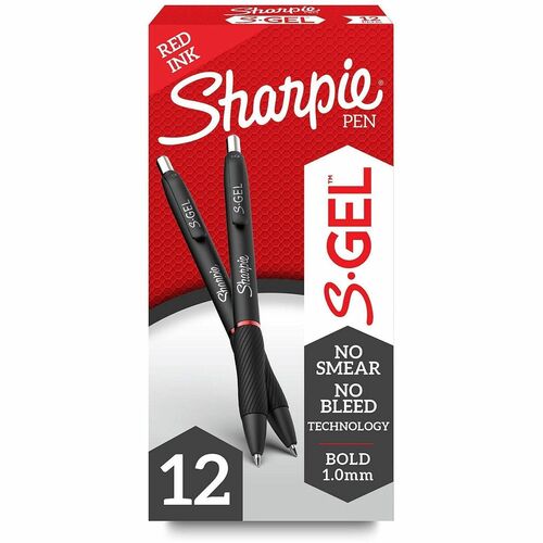 Newell Brands Gel Pen, 1.0mm Point, 3/10"Wx3/10"Lx7"H, 1 DZ, Red