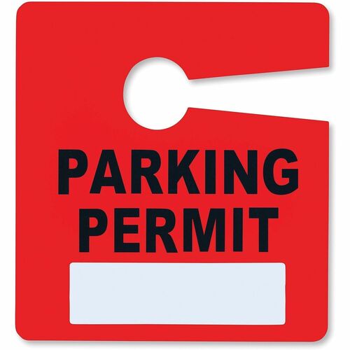 Tatco Parking Permit, Reusable, 2-4/5"Wx3"H, 50/PK, Red